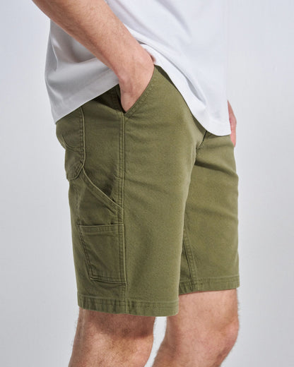 Vantage Organic Cotton Canvas Short - Khaki - Studio Model