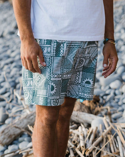 Porto Recycled All Purpose Swim Short - Vintage Patchwork Dark Forest