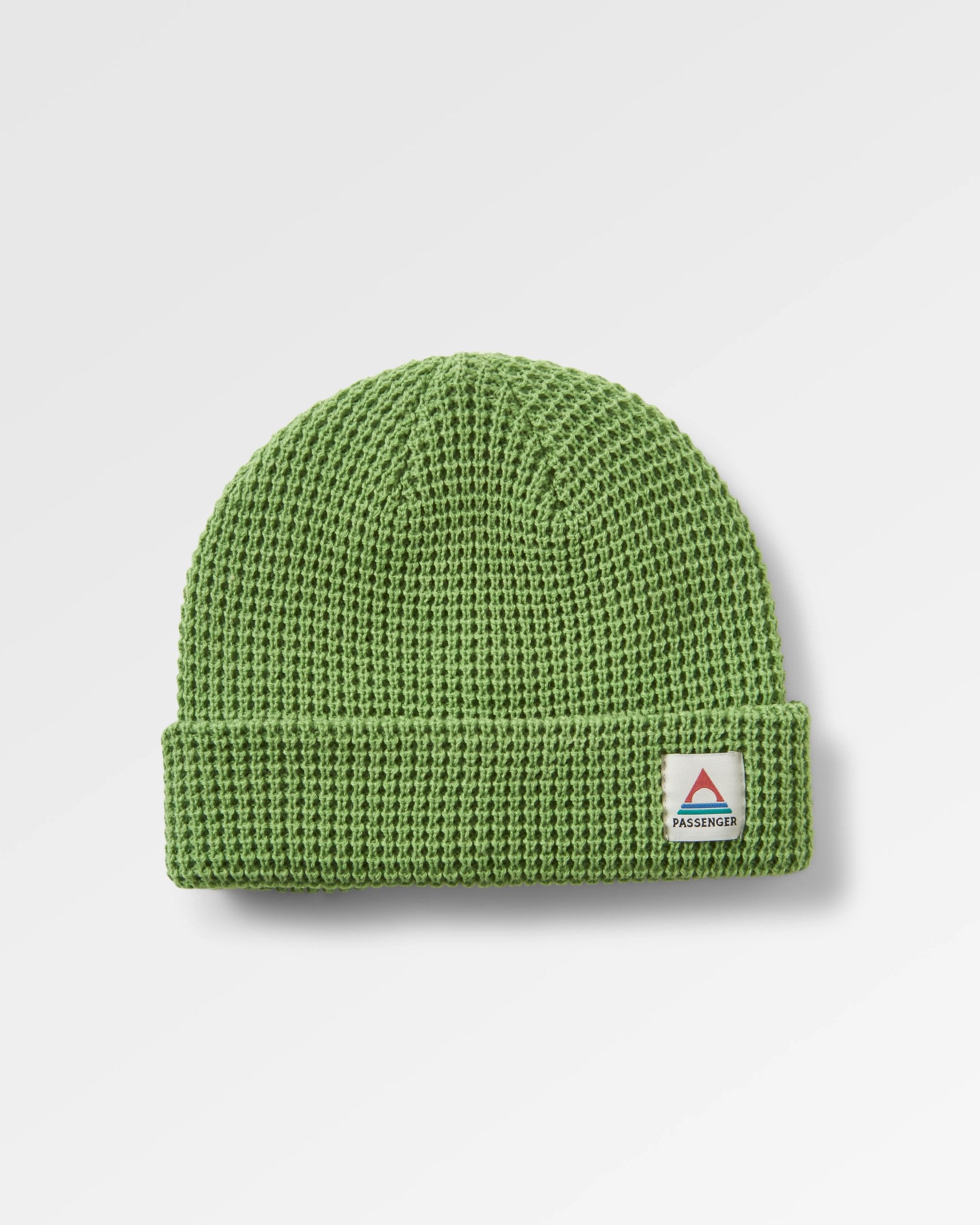 Moss Double Layer Recycled Waffle Beanie - Pear Green - Flatlay