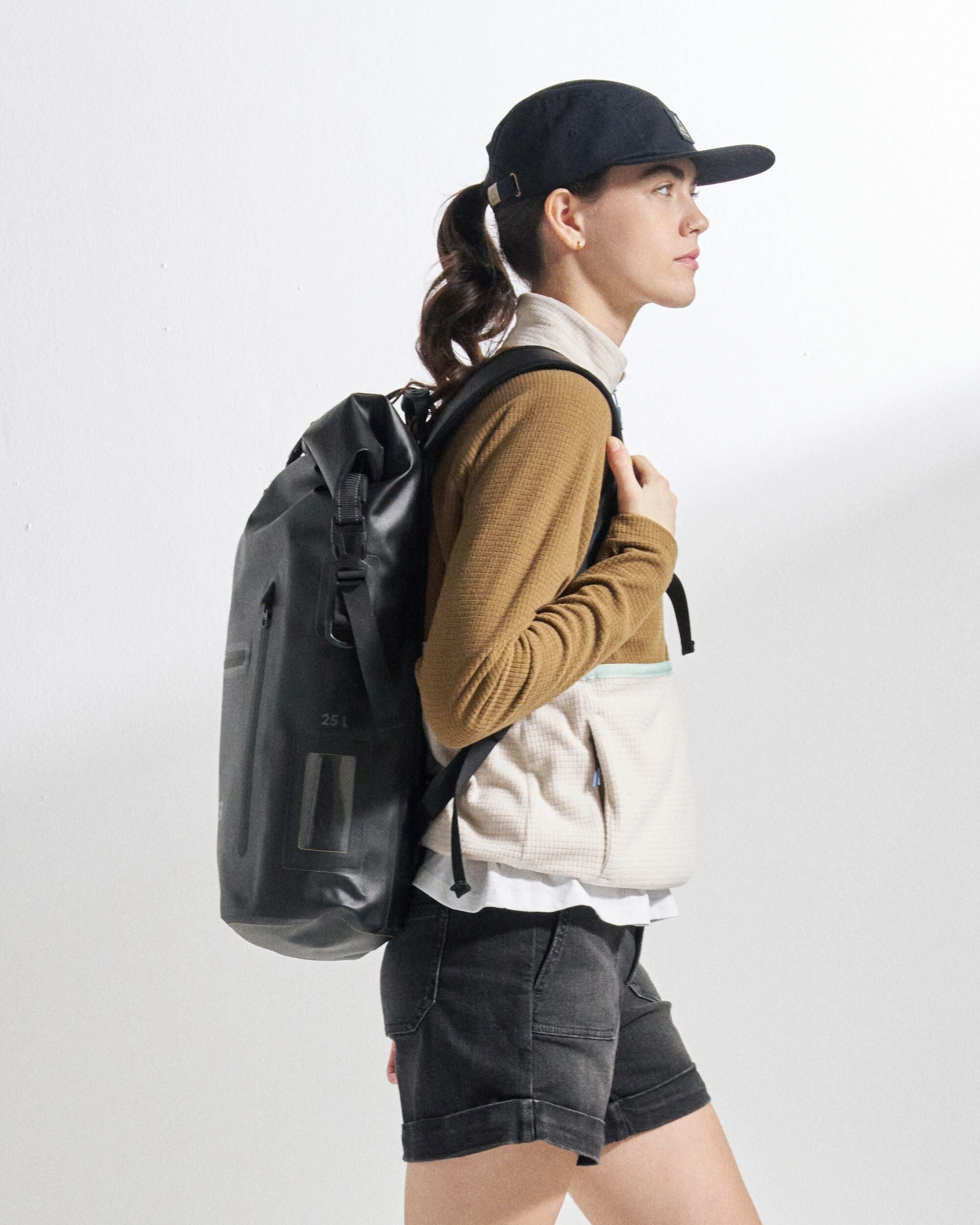 Off Trail Grid Polar Fleece - Caramel/Birch - Studio Model