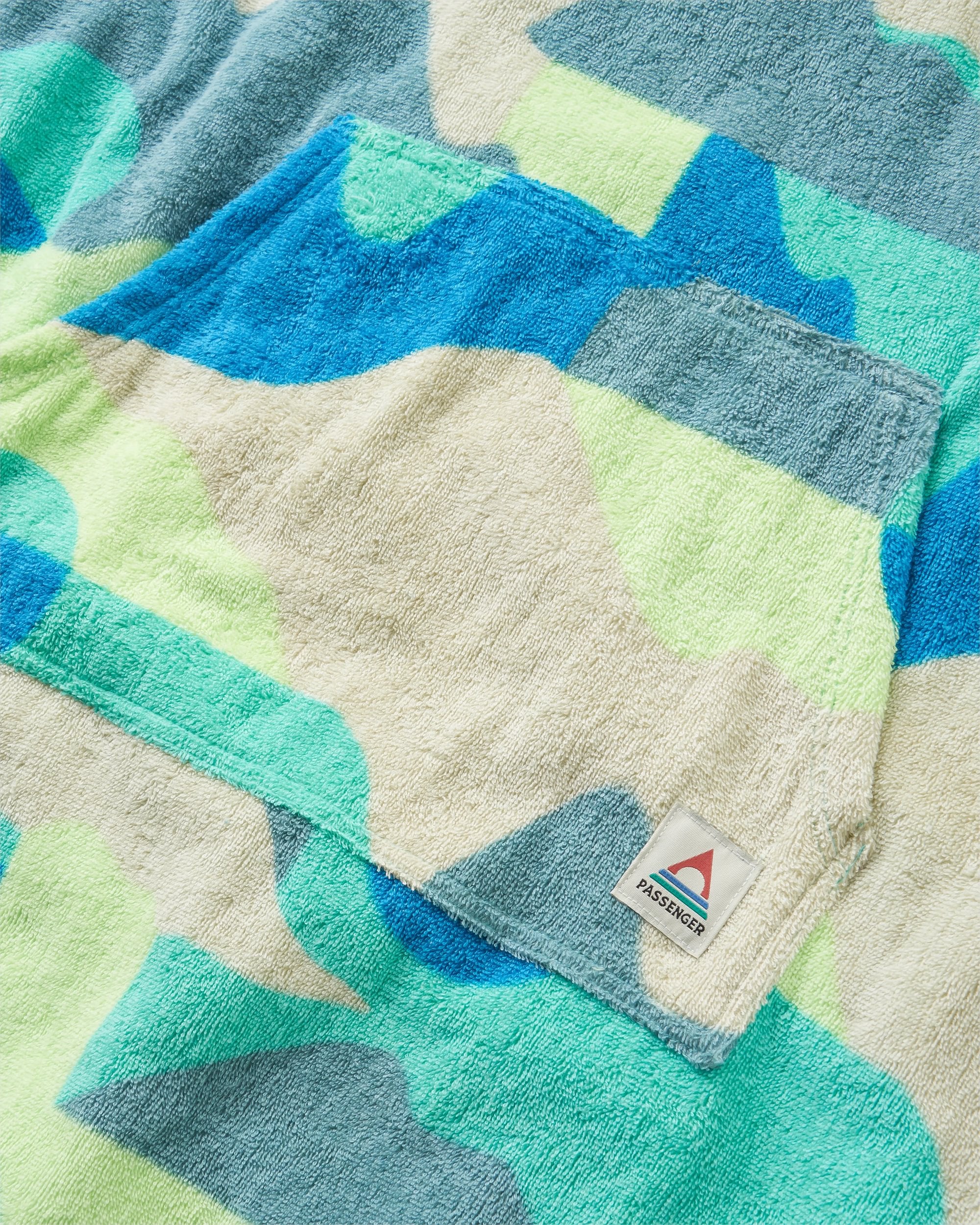 Shoreline Cotton Towel Poncho - Vista Patchwork Arctic - Flatlay