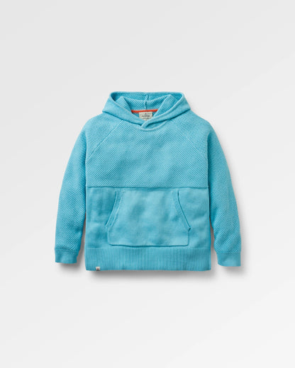Cove Organic Cotton Knitted Hoodie - Retro Blue  - Flatlay