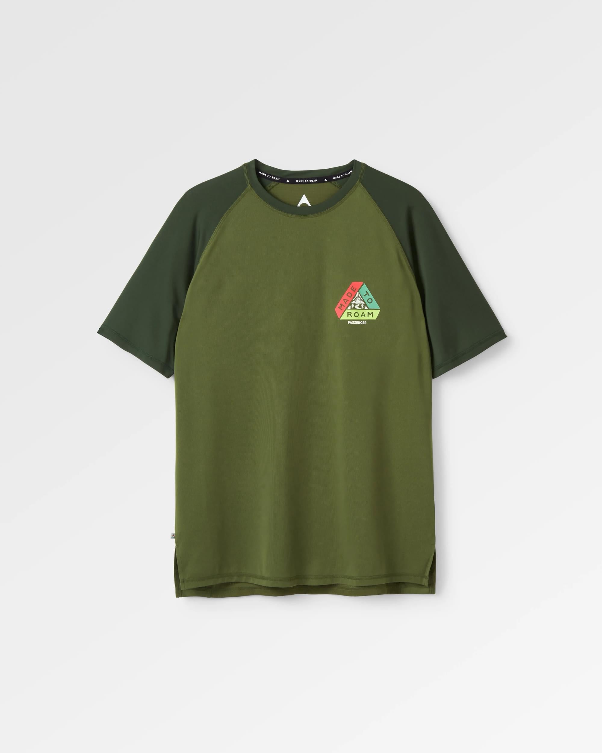 Dawn To Dusk Recycled Active T-shirt - Khaki - Flatlay