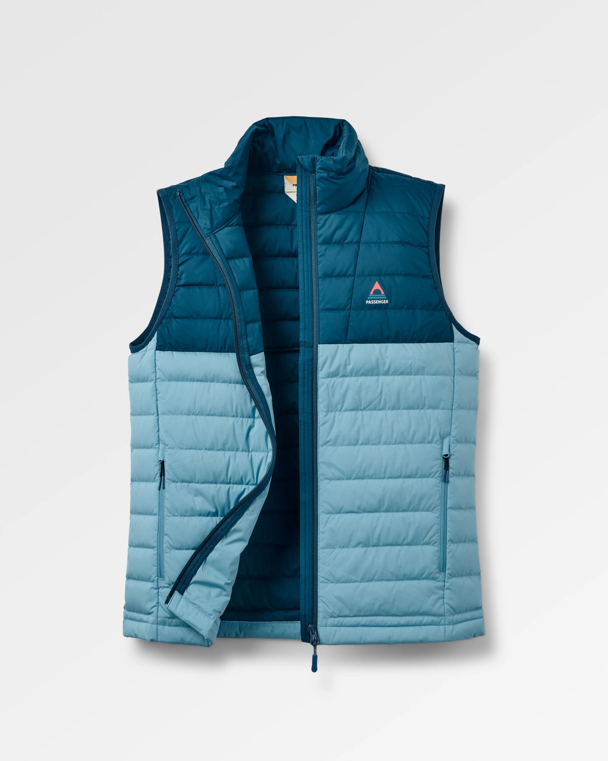 Northstar Down Recycled Gilet - Retro Blue/Tidal Blue - Flatlay