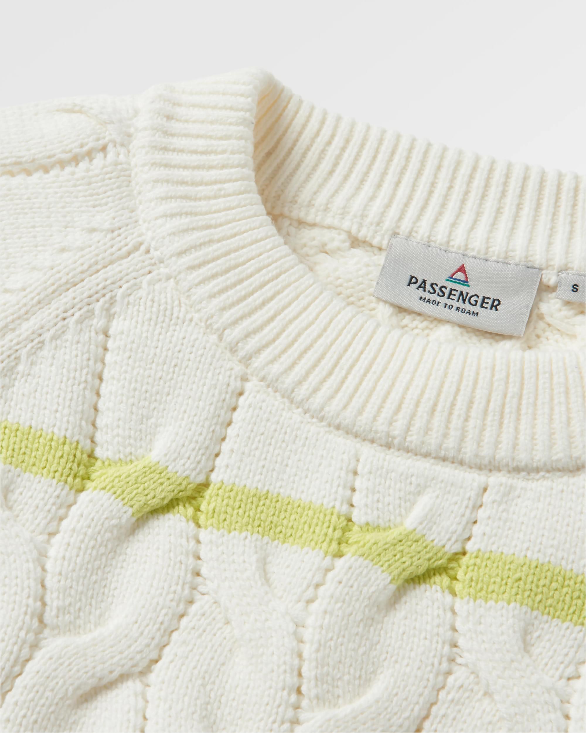 Comfort Stripe Organic Knitted Jumper - Lime Stripe - Flatlay