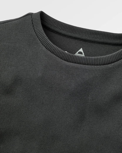 Out There Ribbed T-Shirt - Faded Black - Flatlay