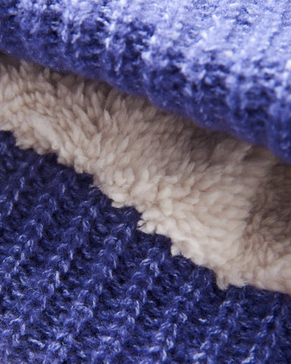 Redwood Sherpa Lined Beanie - Purple Indigo - Flatlay