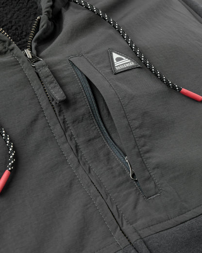 Tidal Full Zip Fleece Lined Hoodie - Faded Black - Flatlay