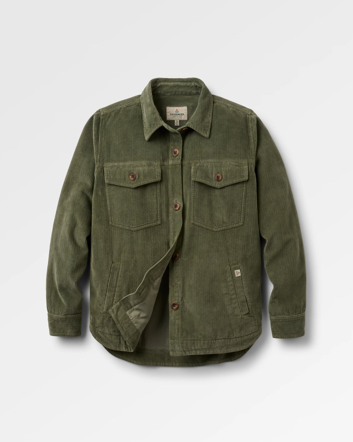 Stella Cord LS Shirt - Dusty Olive - Flatlay