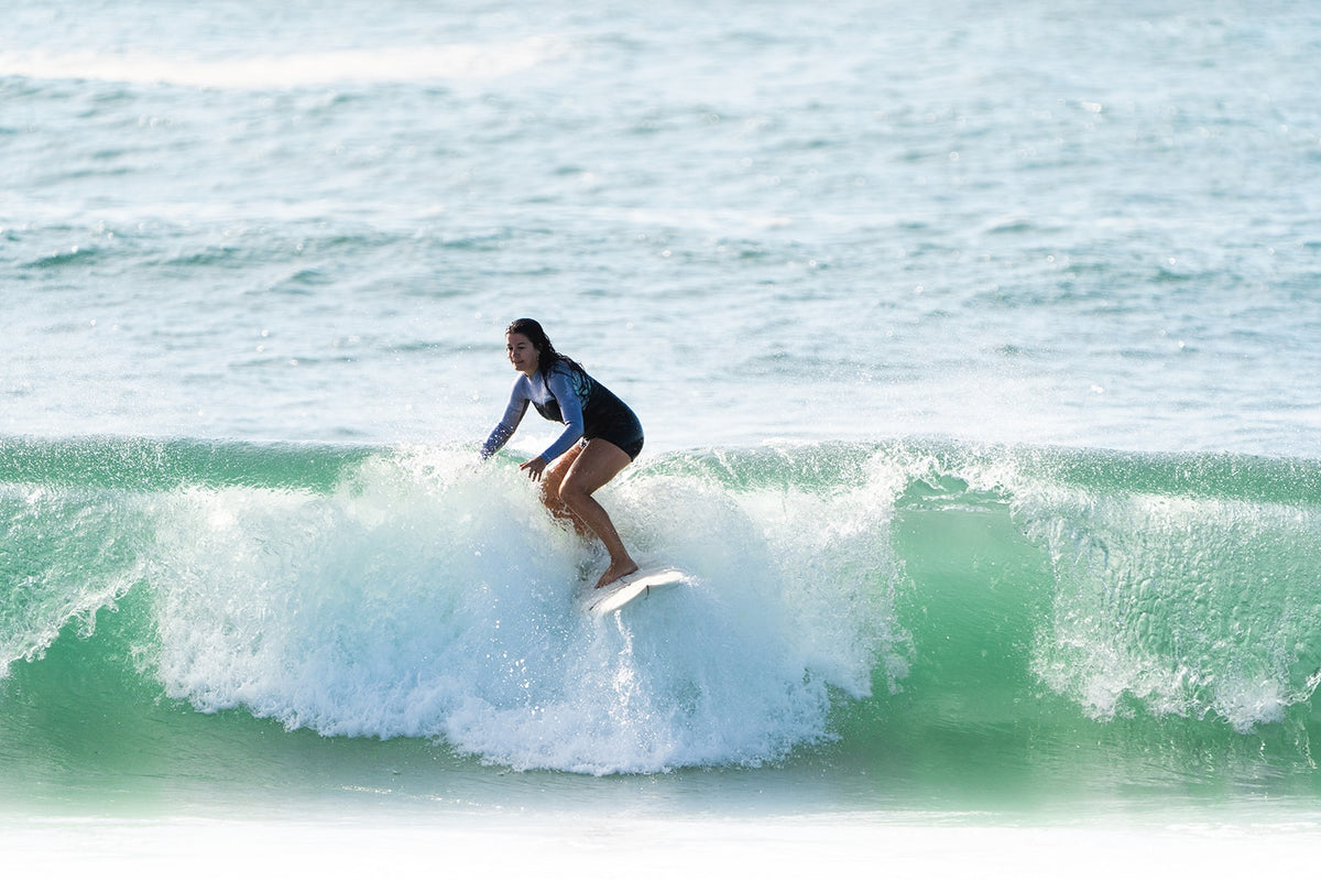 A woman surfing