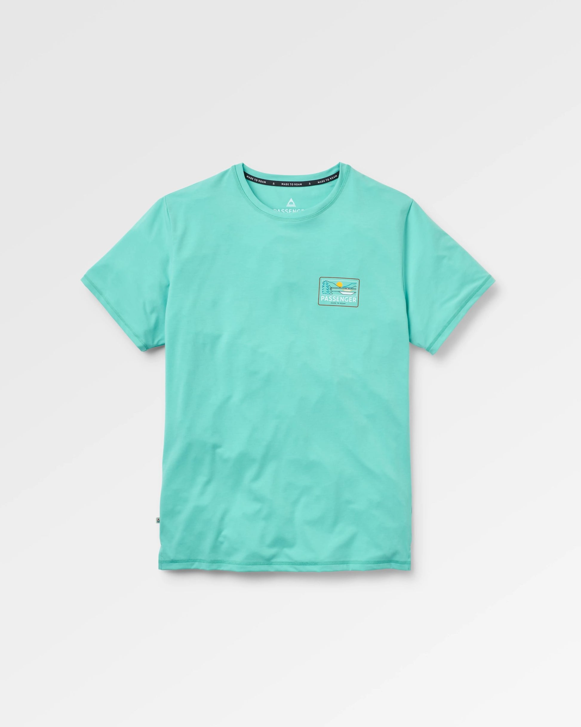 Roamer Men's Recycled Active T-Shirt - Aqua - Flatlay