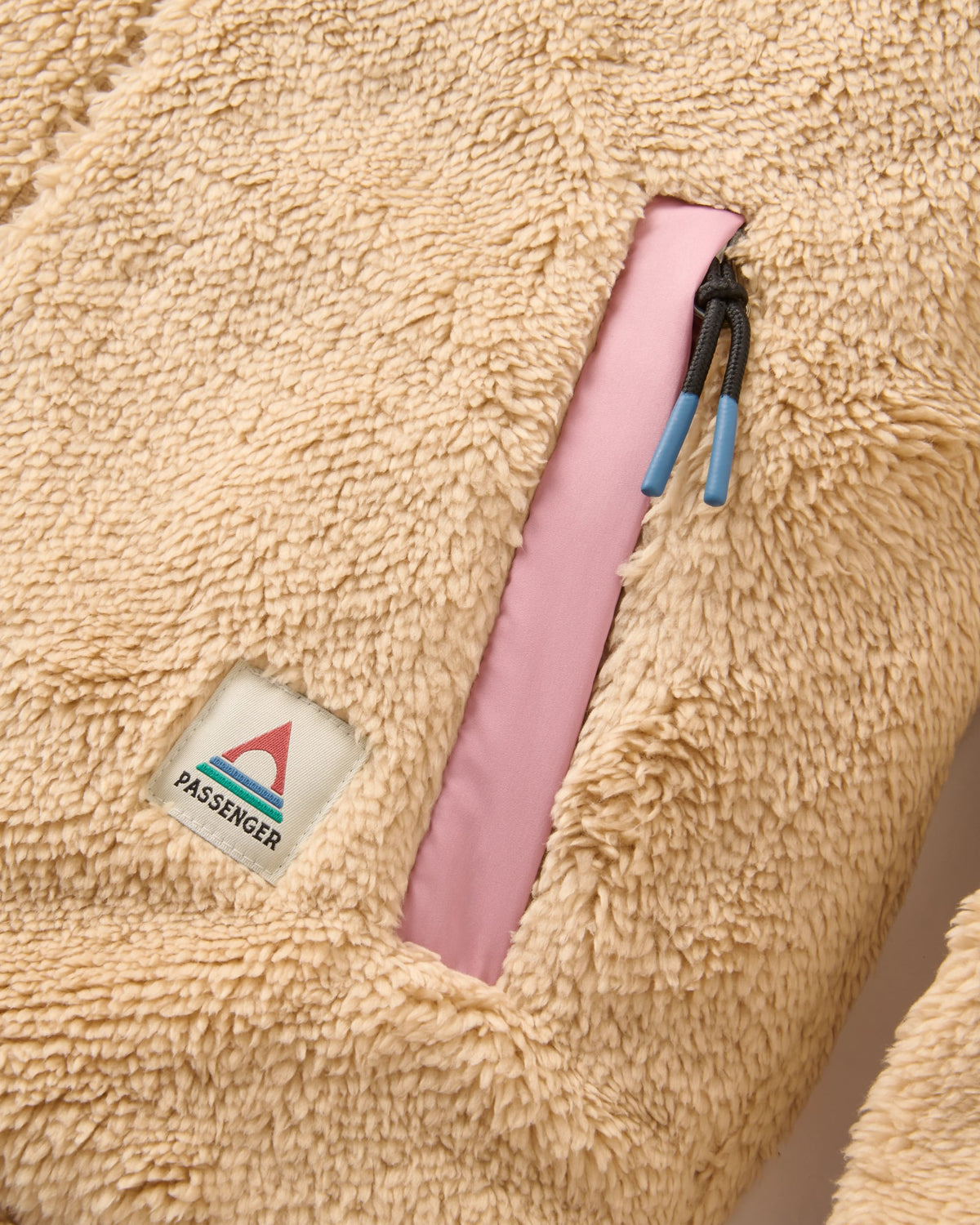 Beaumont Sherpa Hoodless Fleece - Stone - Flatlay