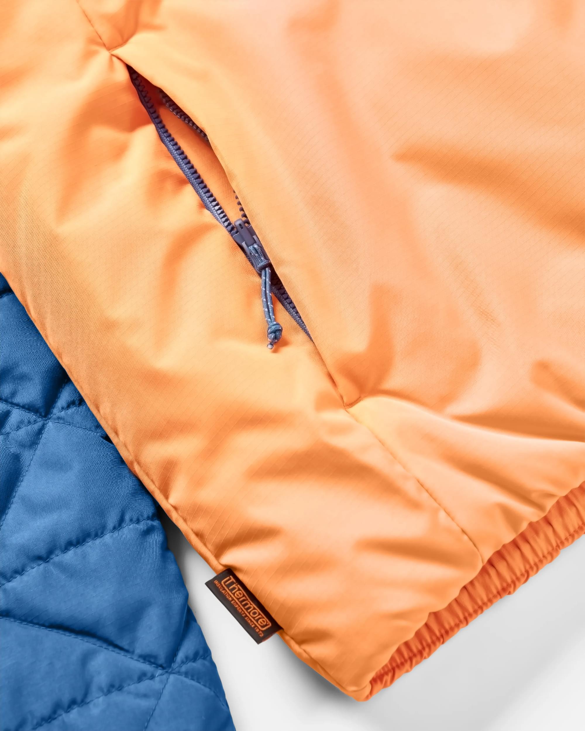 Trace Recycled Thermore® Insulated Jacket - Dark Denim/ Apricot - Flatlay