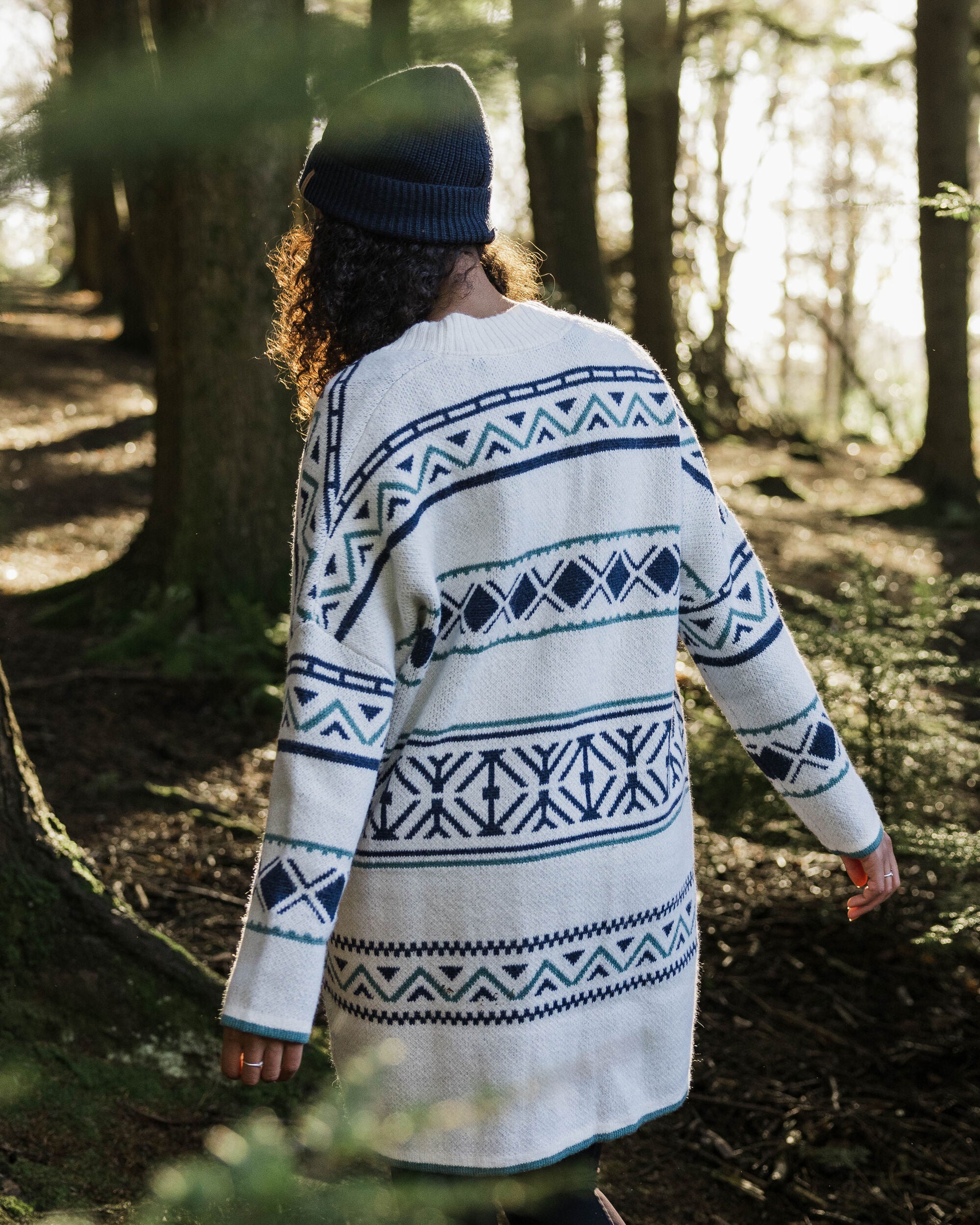 Whimsical Recycled Knit Cardigan - Homespun Stripe Off White - Lifestyle