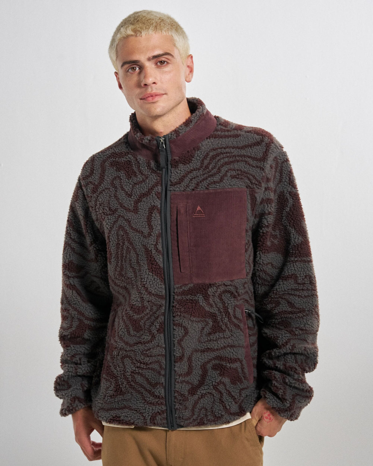 Trekker Deep-Pile Sherpa Fleece - Strata Swirl Brambleberry - Studio Model