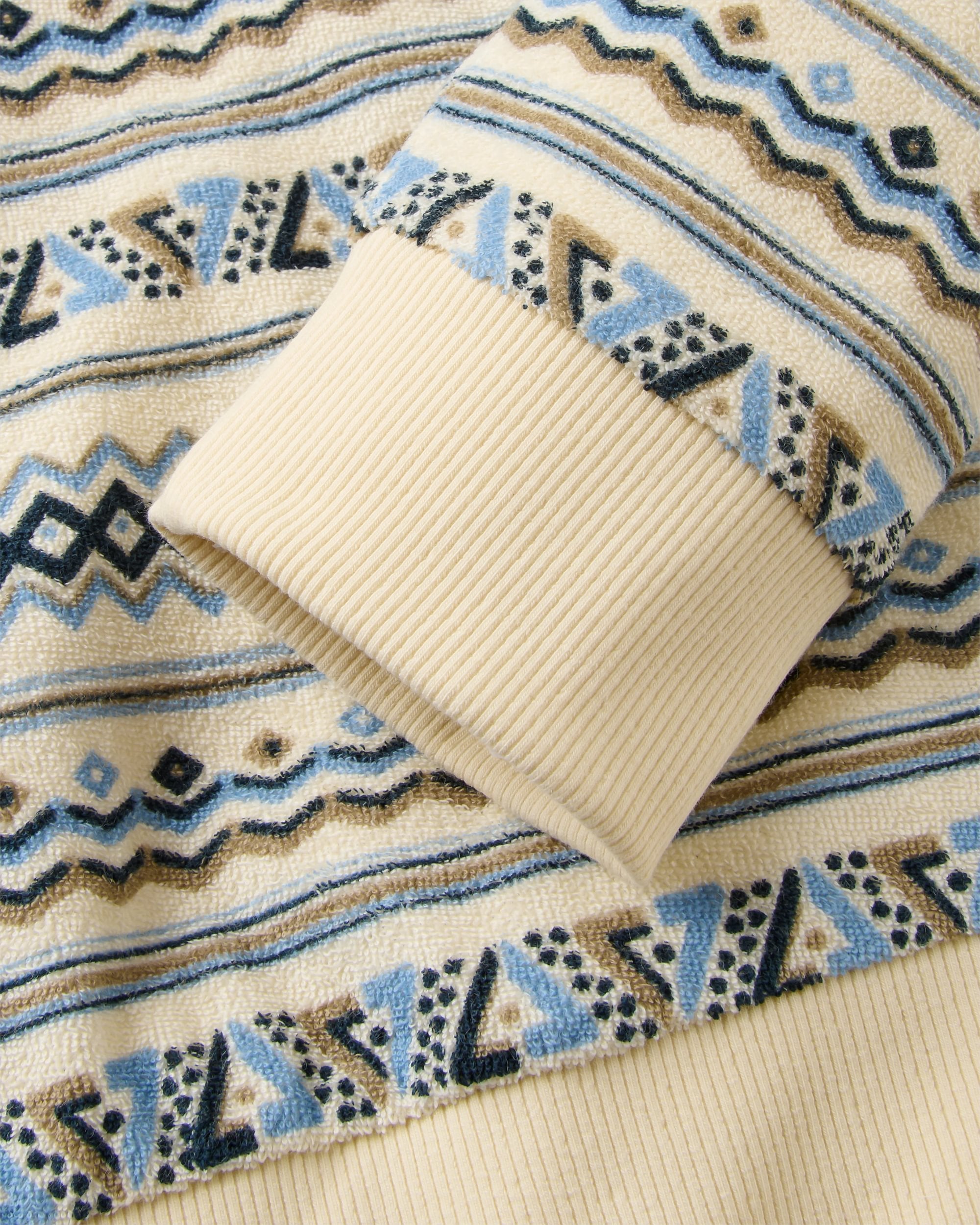 Groovy Towelling Hoodie - Geo Stripe Birch  - Flatlay