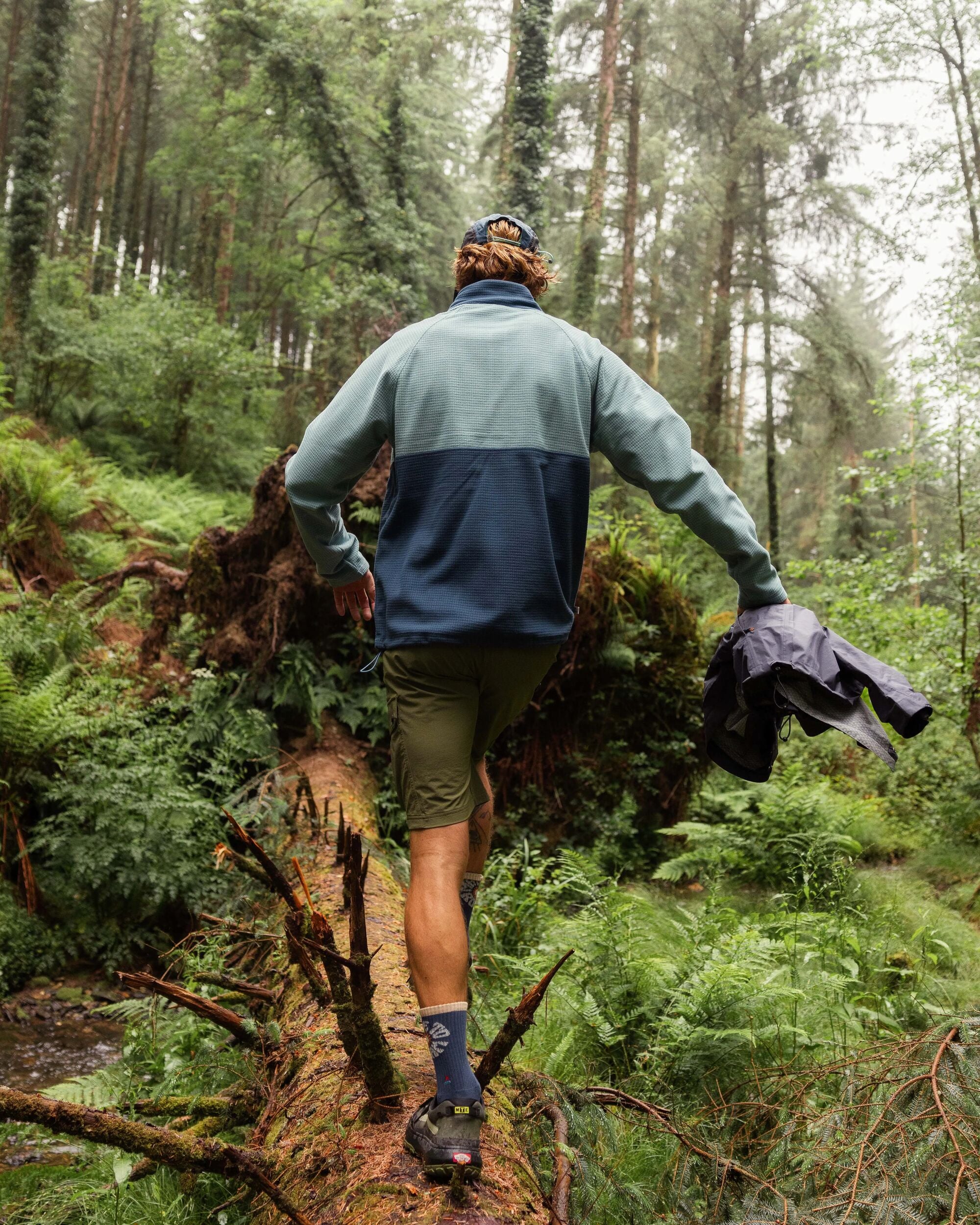 Overlook Recycled Grid Polar Fleece - Arctic/Dark Denim - Lifestyle