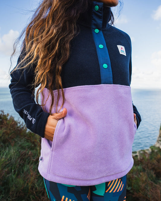 Womens_Snowdrop Pullover Recycled Polartec® Fleece - Lilac/ Deep Navy
