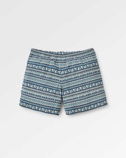 Flaris Longer Line Short - Geo Stripe Dark Denim - Flatlay