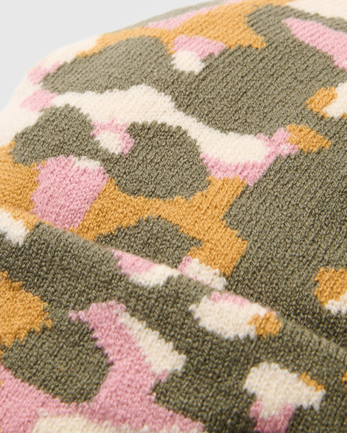 Amber Knit Beanie  - Powder Camo Dusty Olive - Flatlay