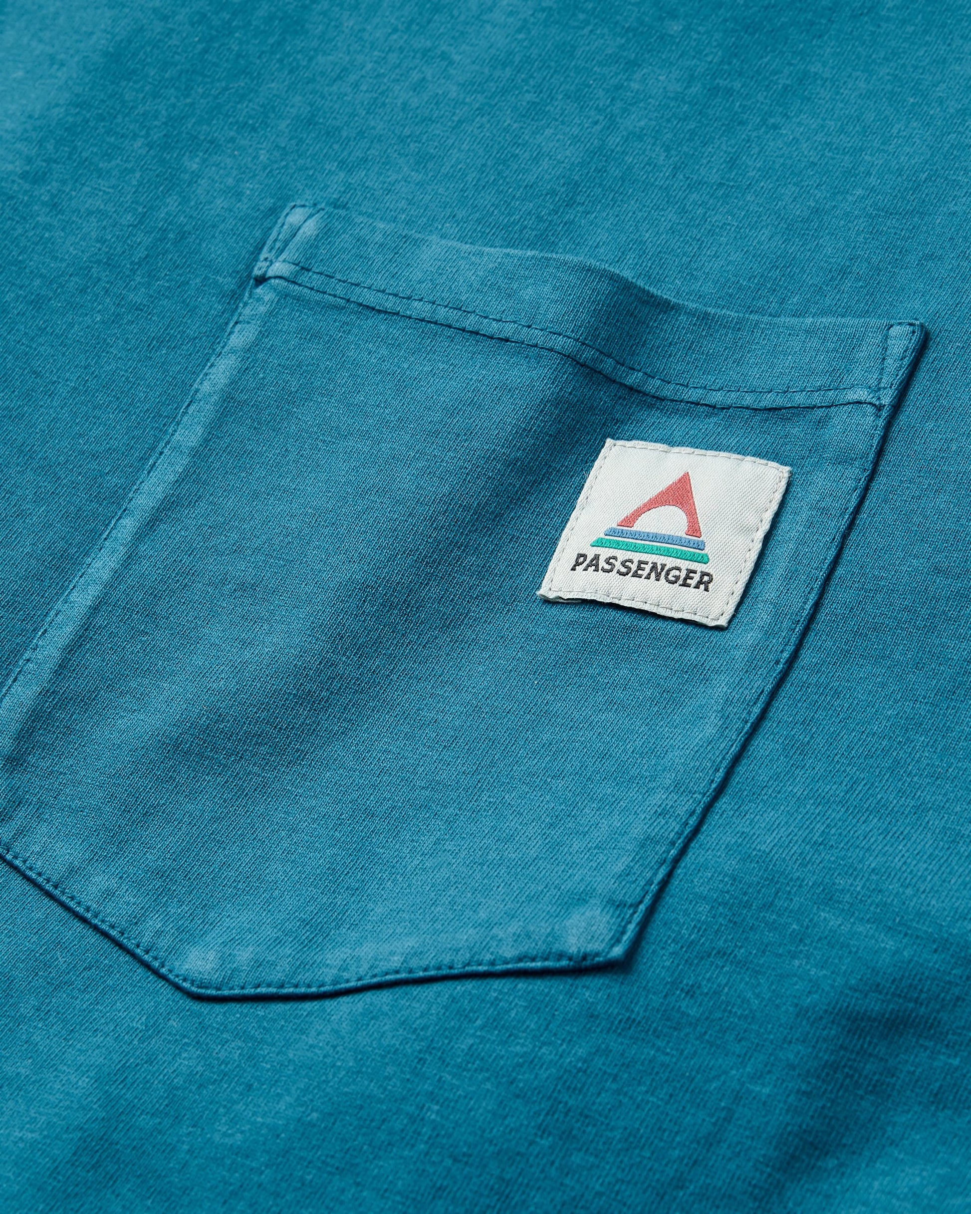Heritage Recycled Relaxed Fit LS T-Shirt - Tidal Blue - Flatlay