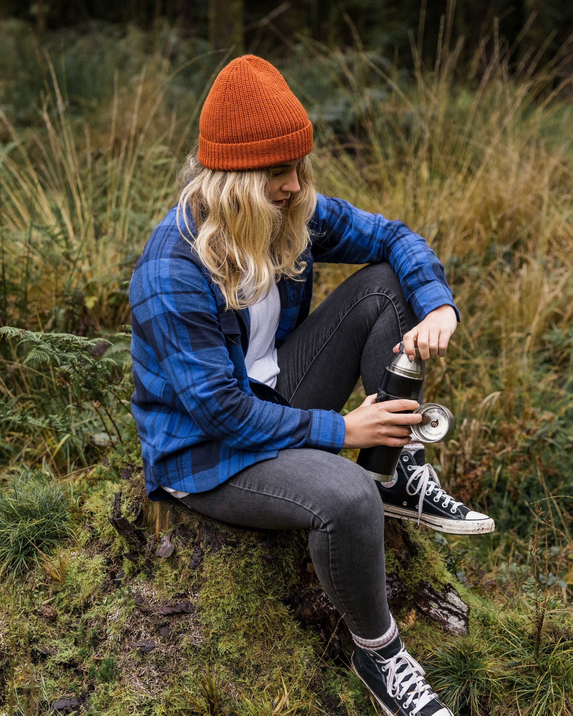 Harmony Organic Cotton Check Shirt - True Blue - Lifestyle