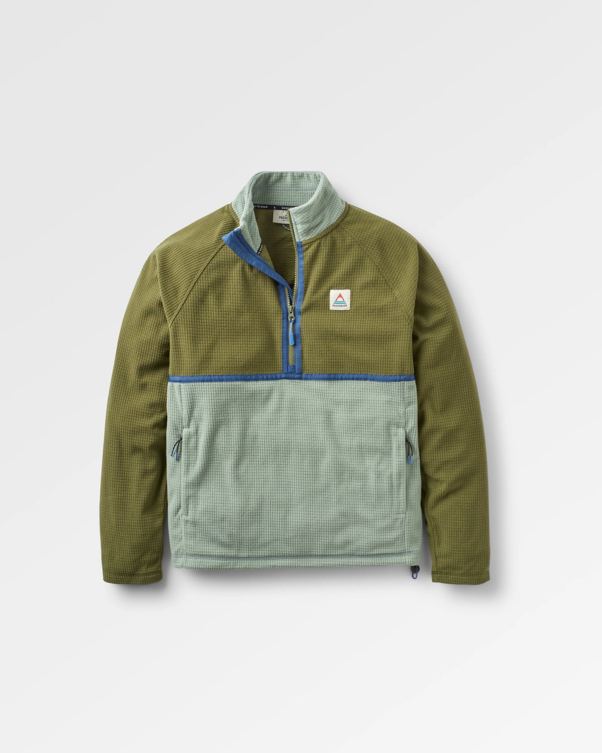 Overlook Recycled Grid Polar Fleece - Khaki/Pistachio