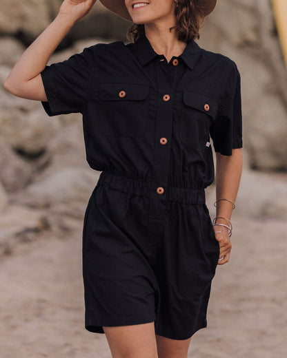 Topaz Short Boiler Suit - Black