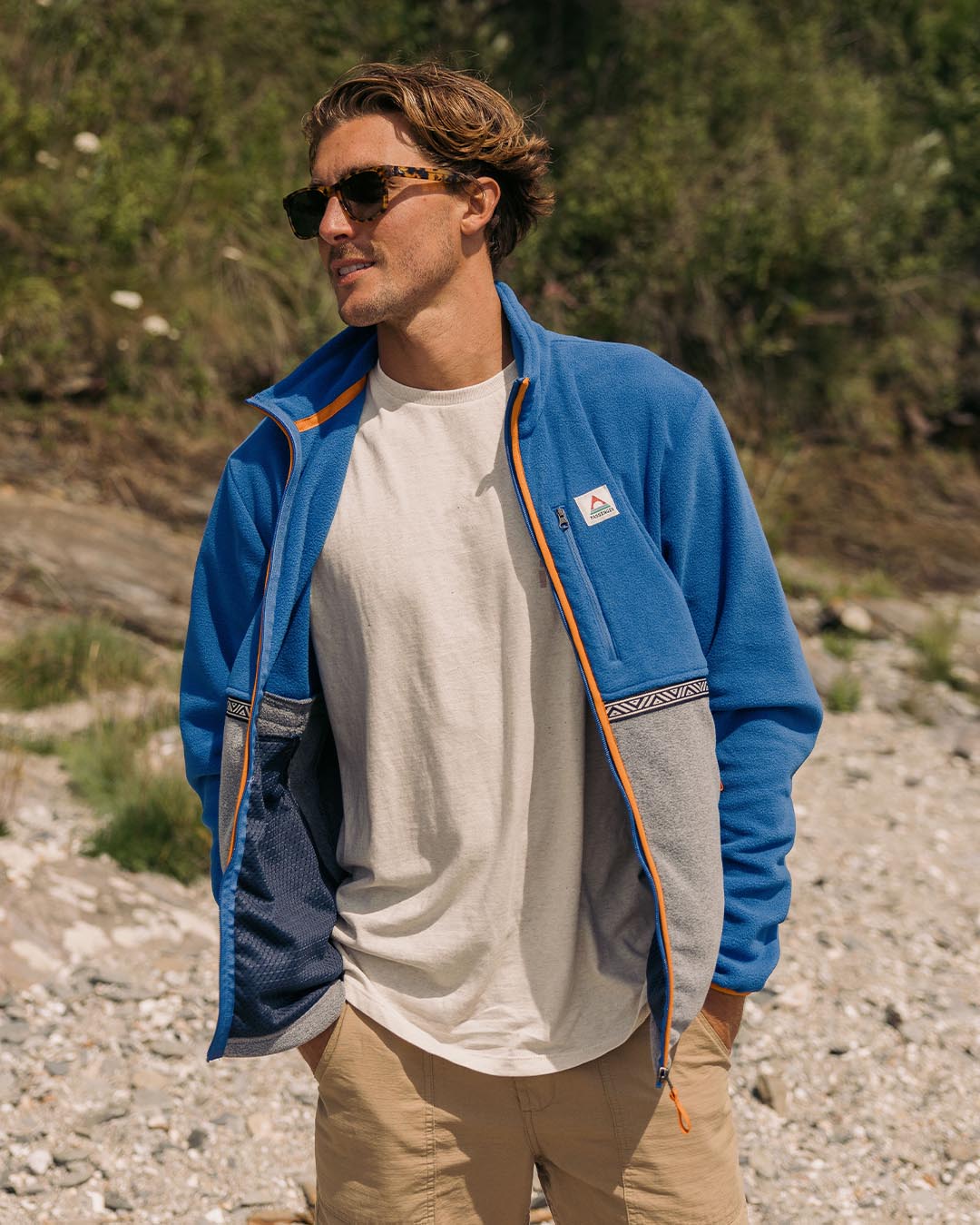 Ridge Full Zip Polar Fleece - True Blue/Grey Marl