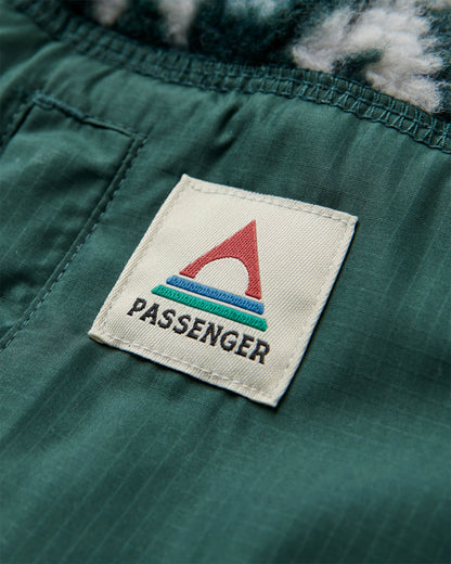 Offroad Recycled Sherpa 1/2 Zip Fleece - Geo Tracks Dark Fern/Birch - Flatlay