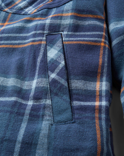 Stella Organic Cotton LS Shirt - Rich Navy/Faded Denim Check - Flatlay