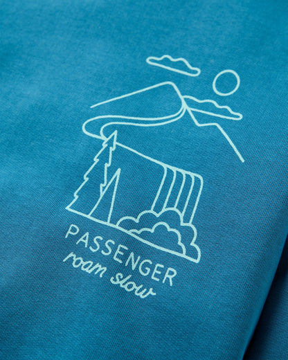 Slow Escape Recycled Cotton Sweatshirt - Tidal Blue - Flatlay