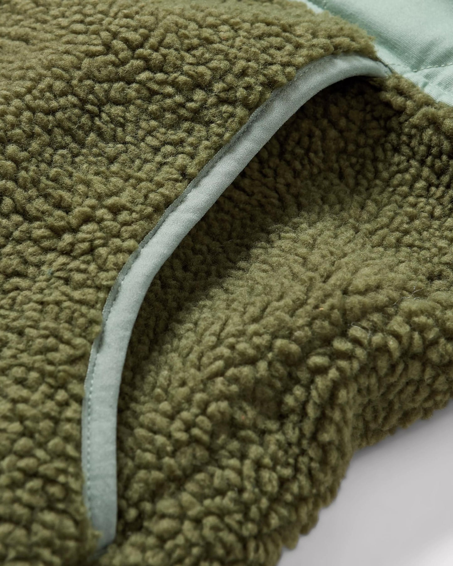 Sefton Recycled Deep-Pile Sherpa Full Zip Fleece - Khaki