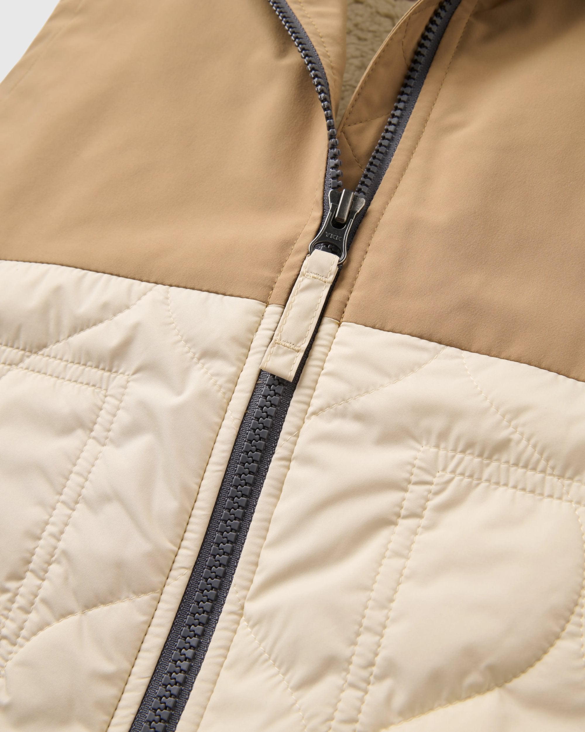 Flora Sherpa Lined Short Gilet - Biscuit/Oat - Flatlay