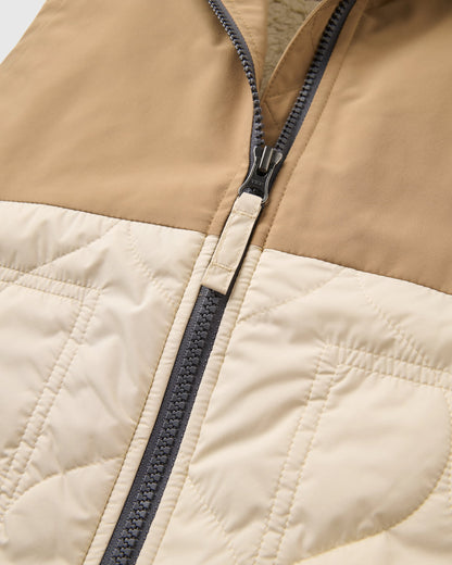Flora Sherpa Lined Short Gilet - Biscuit/Oat - Flatlay