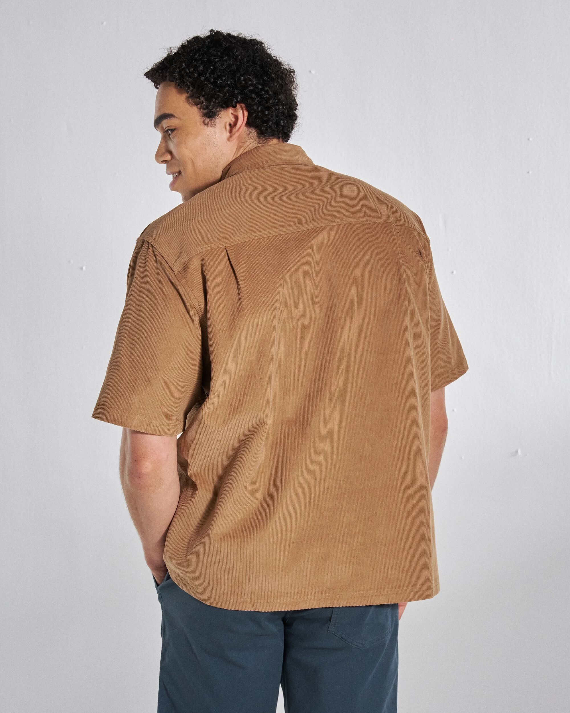 Backcountry Short Sleeve Cord Shirt - Toffee - Studio Model