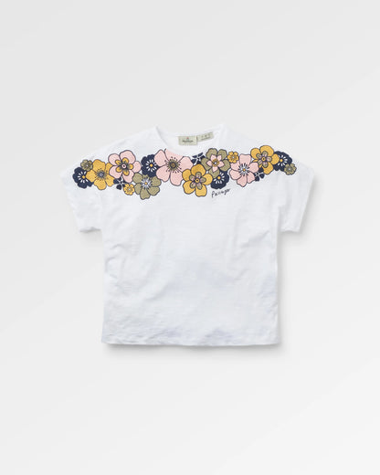 Floral Recycled Cotton T-Shirt - White - Flatlay