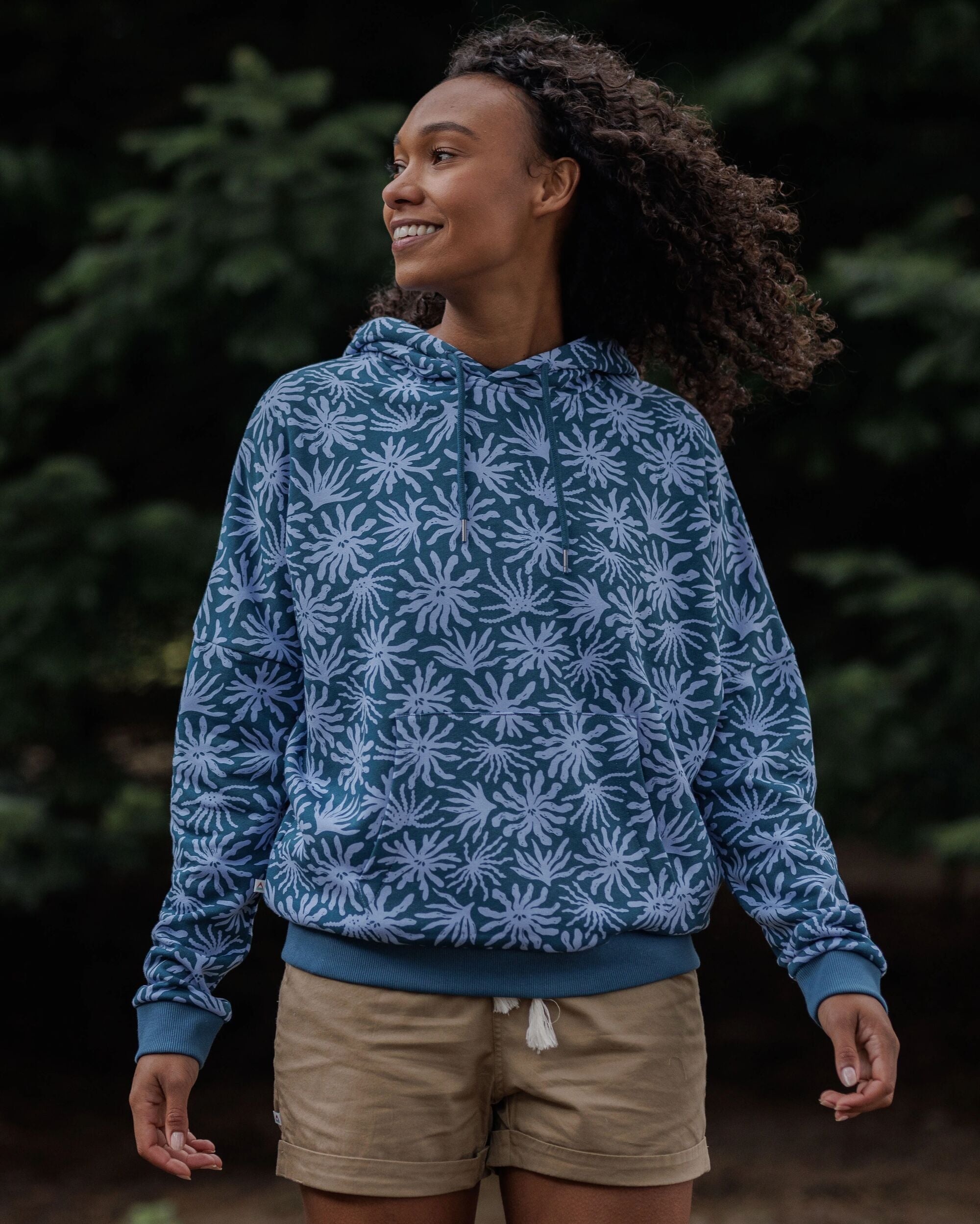Arame Organic Cotton Hoodie - Seaweed Blue Steel - Lifestyle