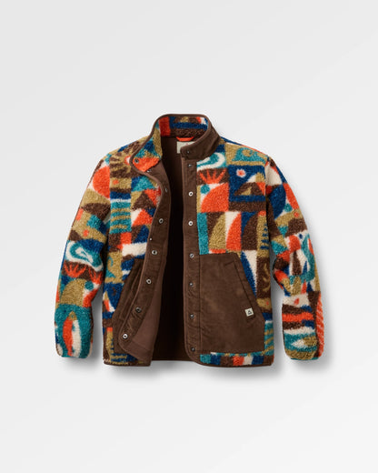 Clover Sherpa Fleece Jacket - Lost On Purpose Pacific Green - Flatlay