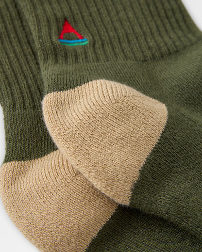 Made to Roam Graphic Crew Socks - Khaki