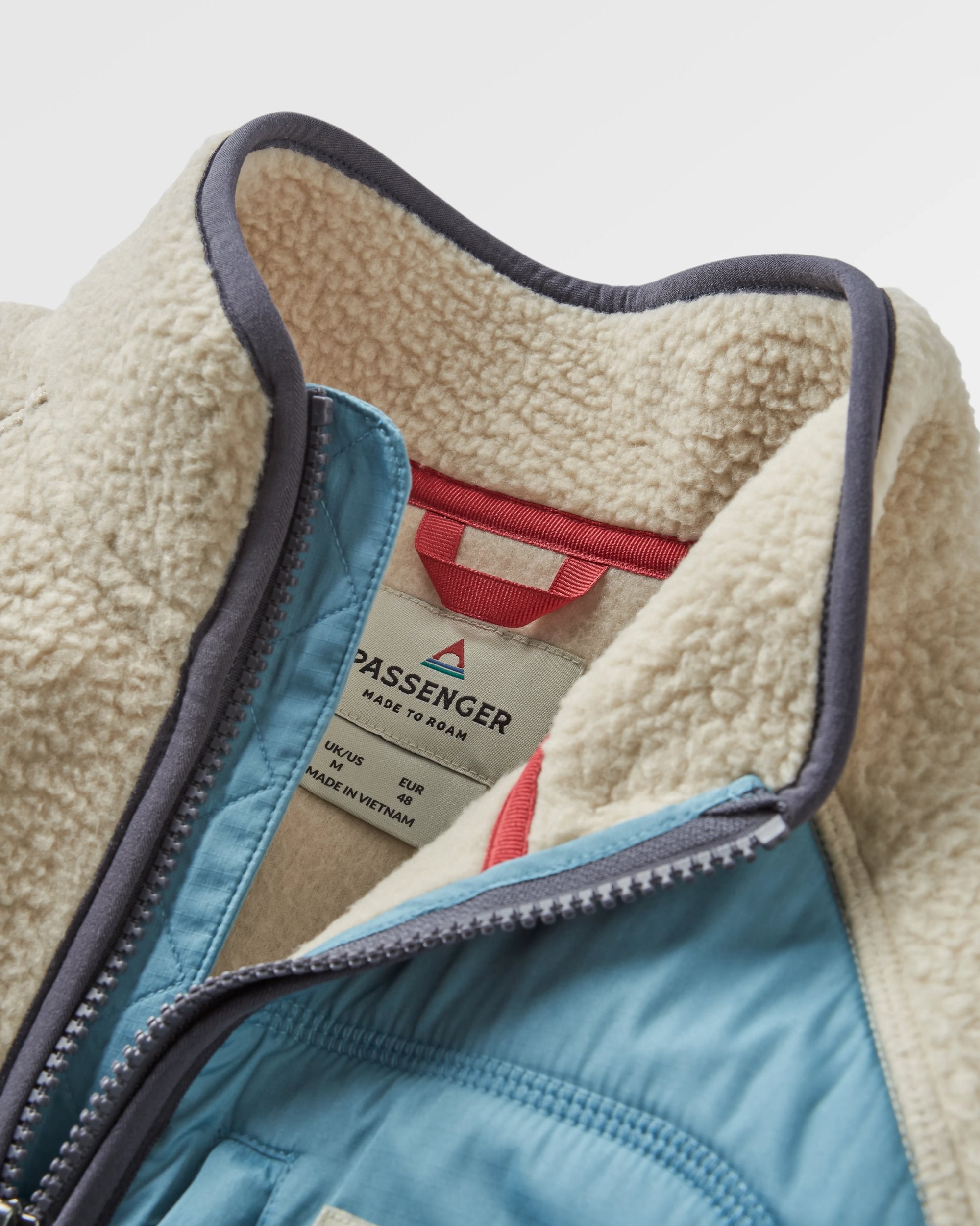 Offgrid 1/2 Zip Recycled Sherpa Fleece - Oatmeal/Charcoal - Flatlay