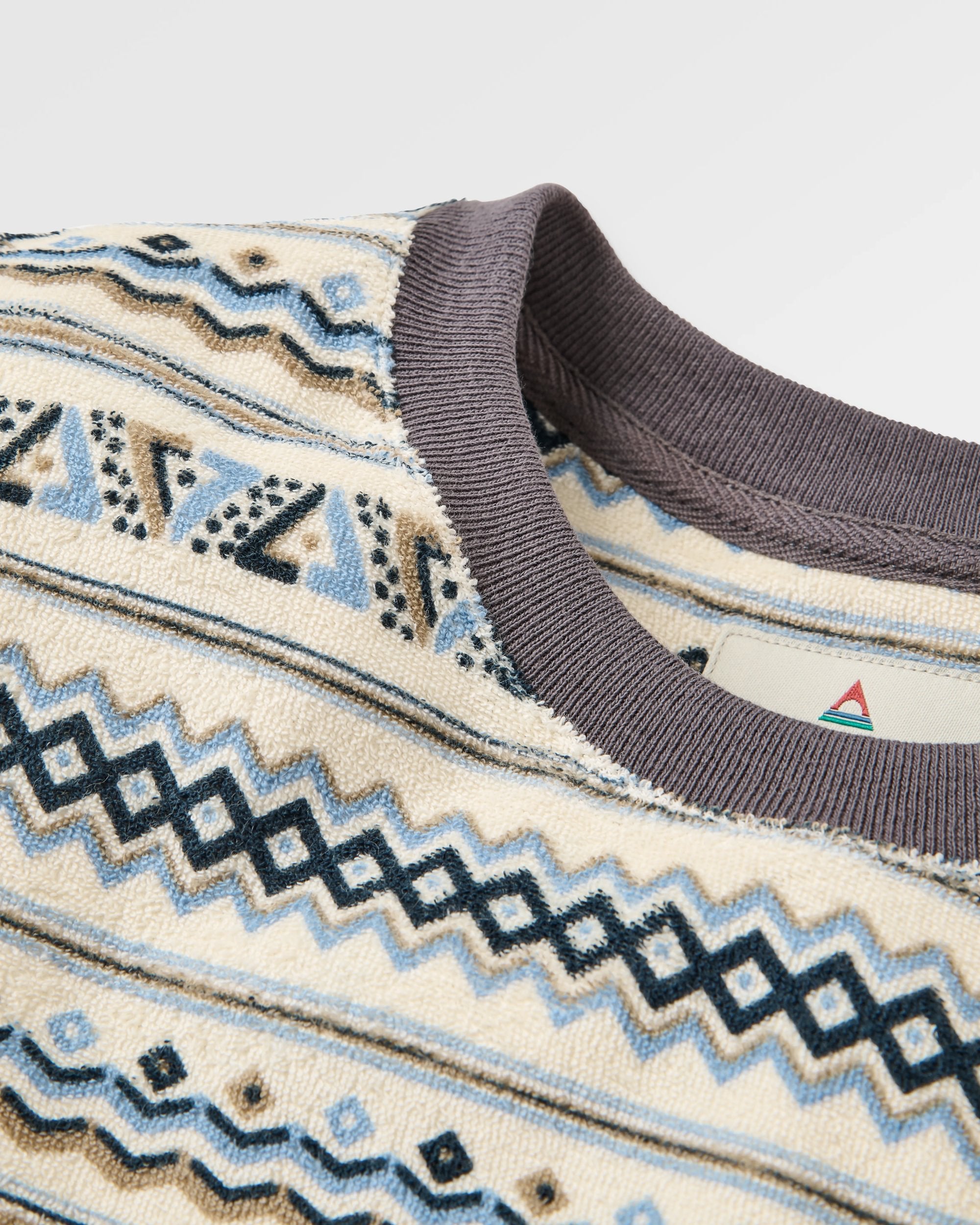 Rising Towelling T-shirt - Geo Stripe Birch  - Flatlay