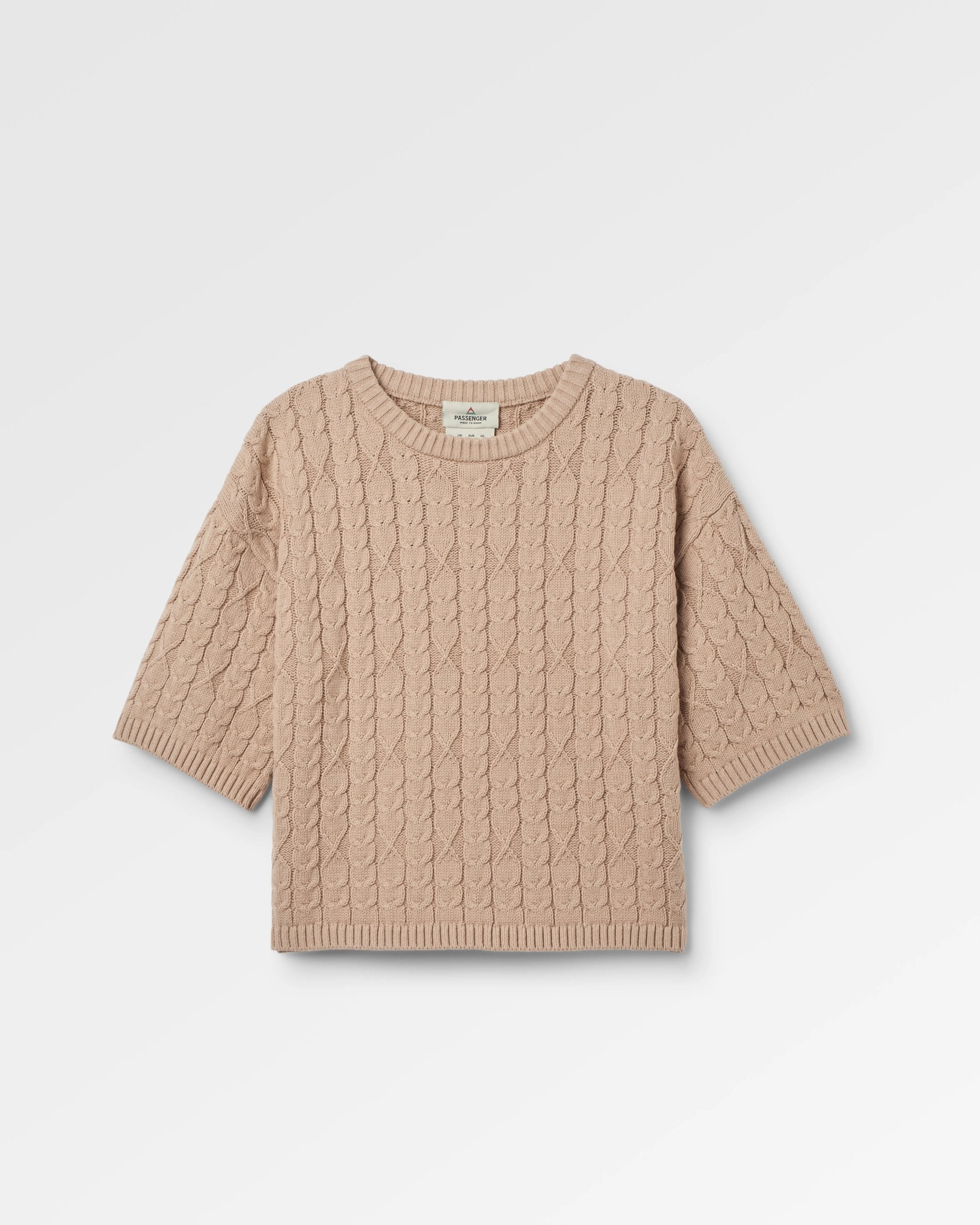 Homely Short Sleeve Knitted Jumper - Simply Taupe - Flatlay