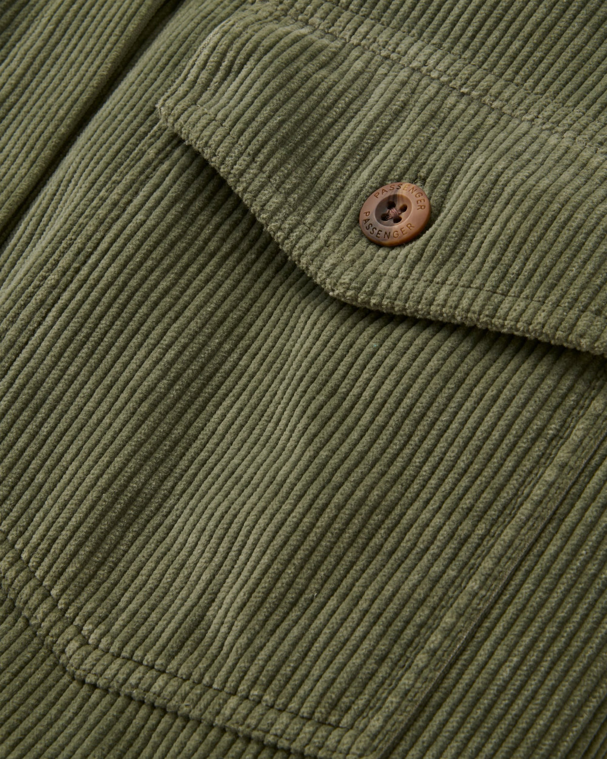Stella Cord LS Shirt - Dusty Olive - Flatlay