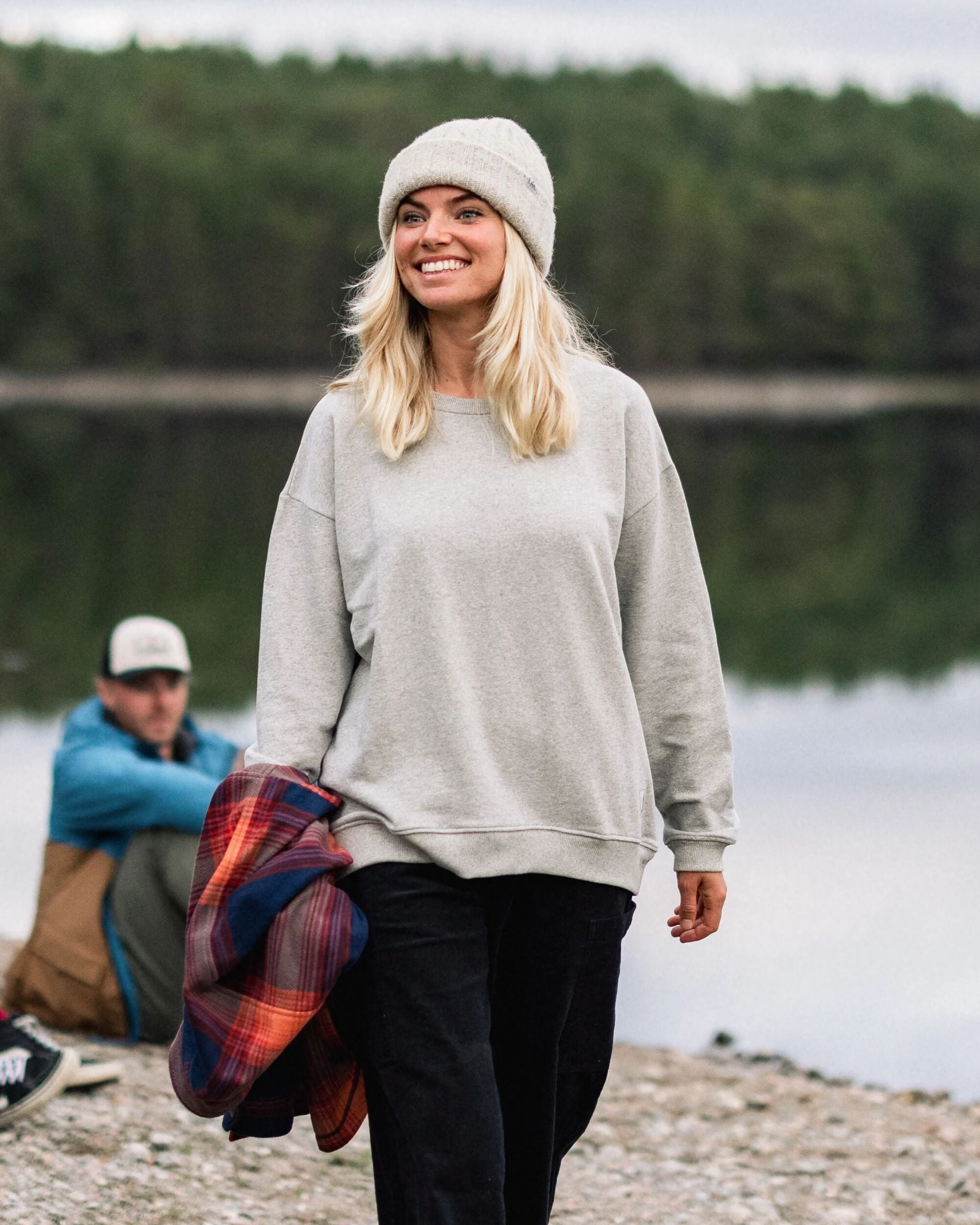 Heritage Recycled Cotton Oversized Sweatshirt - Mid Grey Marl - Lifestyle