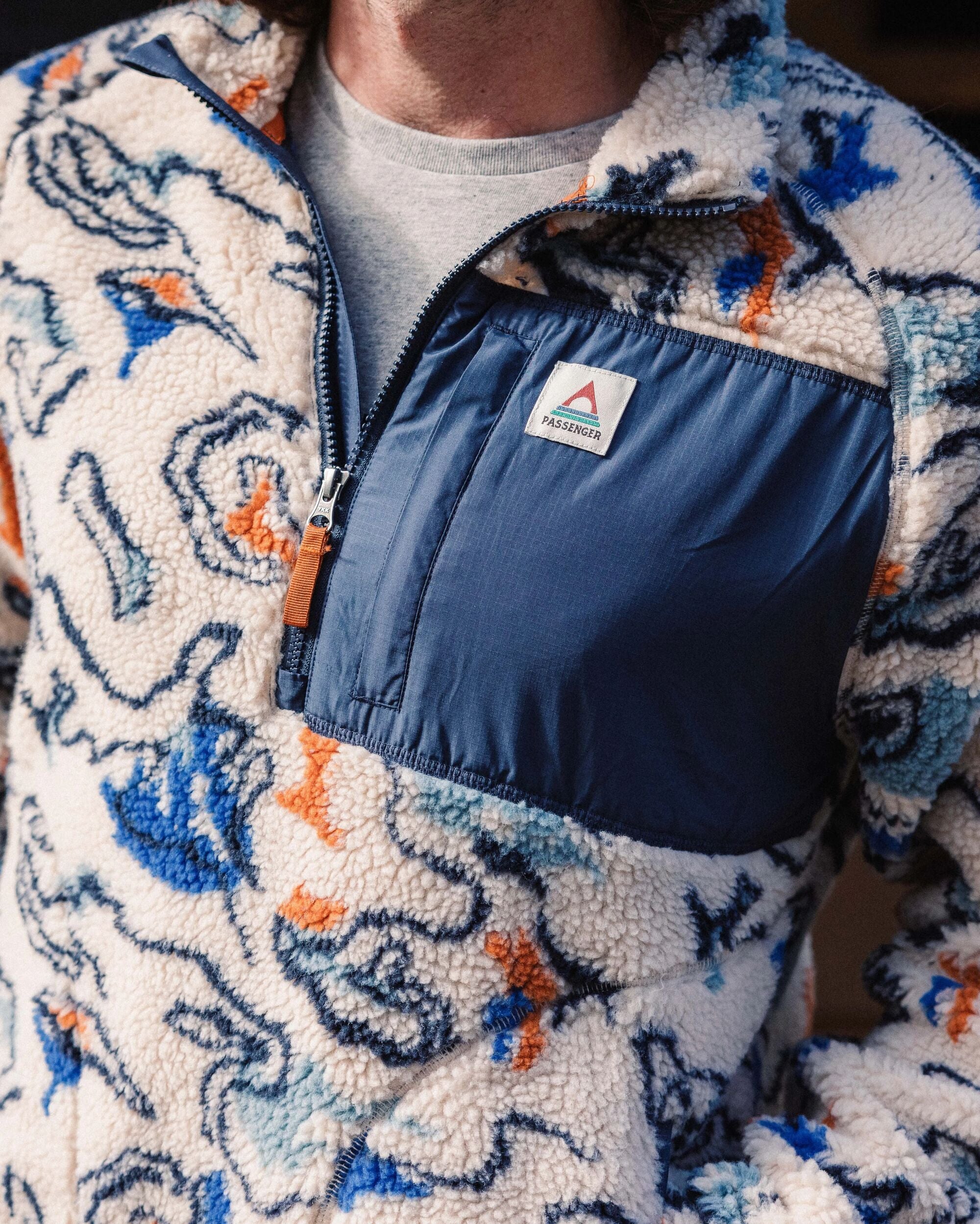 Offroad Recycled Sherpa 1/2 Zip Fleece - Abstract Strata Multi - Lifestyle