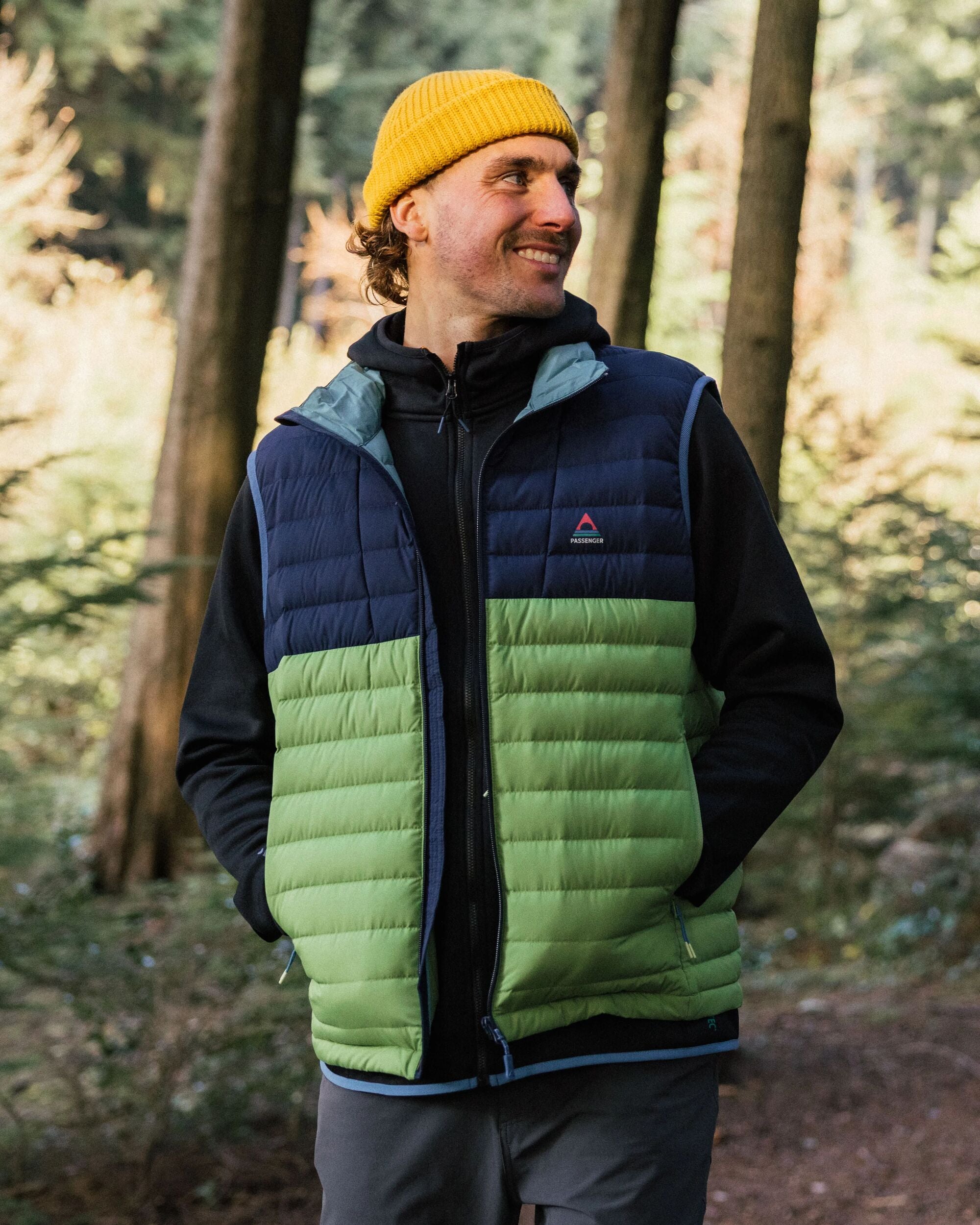 Ashland Down Recycled Vest - Rich Navy/Pear Green - Lifestyle