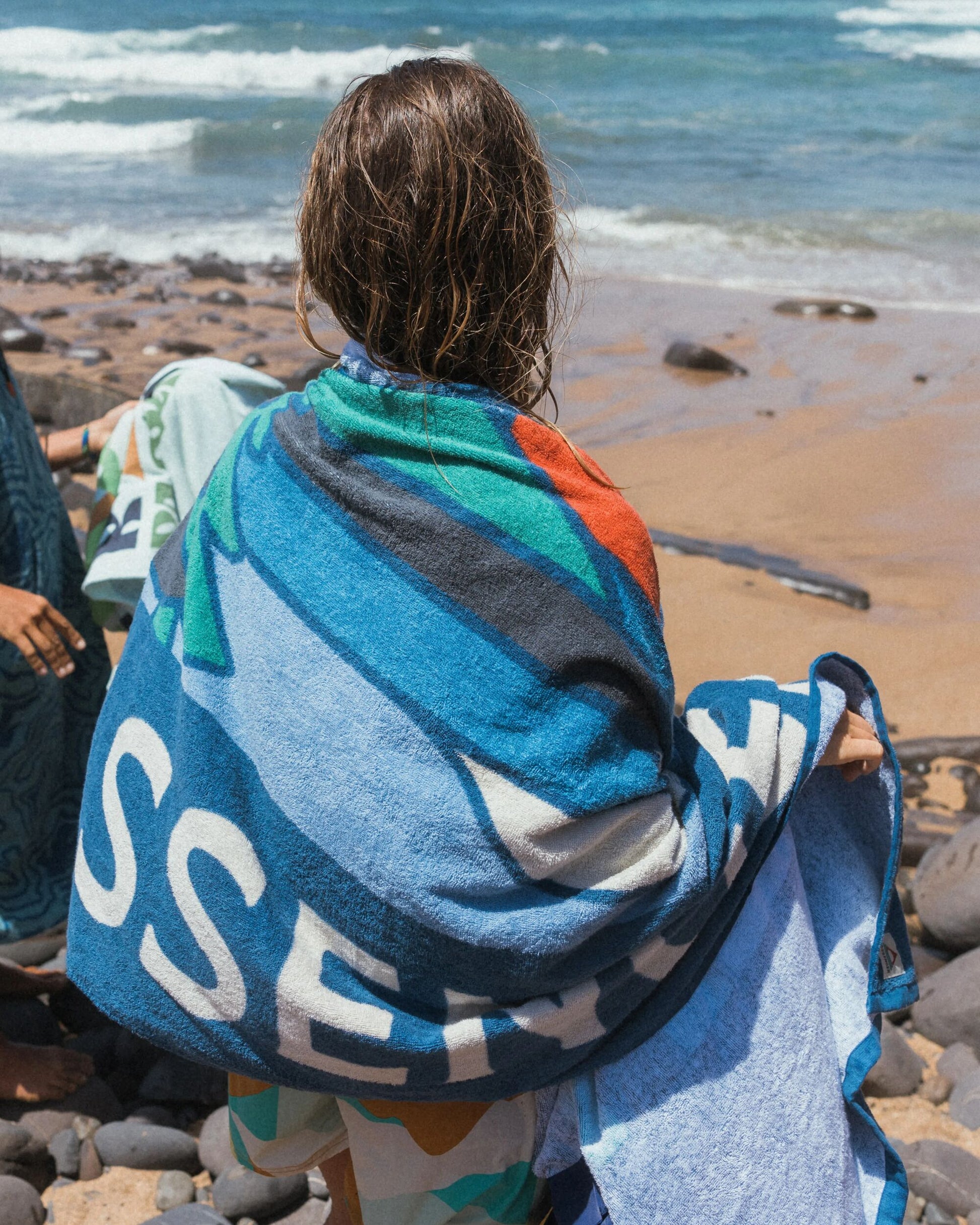 Womens_Tideline Organic Cotton Beach Towel - Dark Denim - Lifestyle