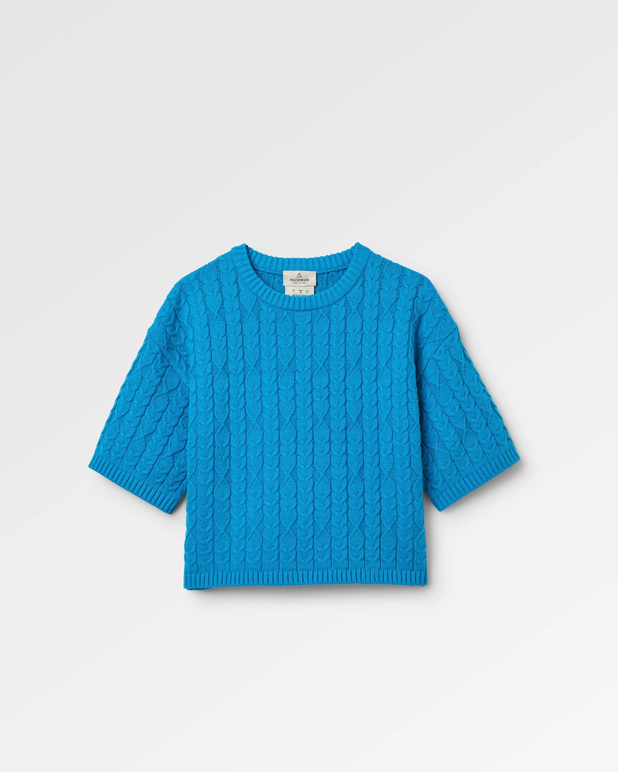 Homely Short Sleeve Knitted Jumper - Bluejay - Flatlay