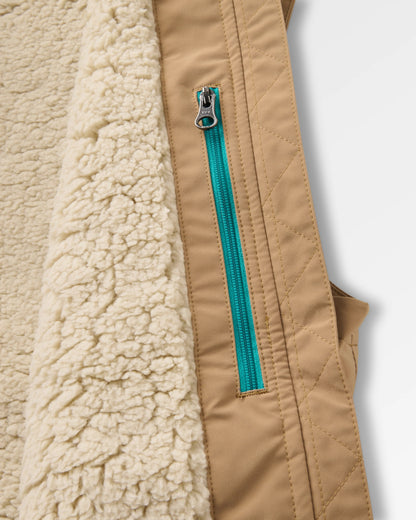 Flora Sherpa Lined Short Gilet - Biscuit/Oat - Flatlay
